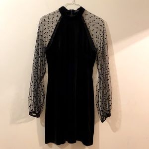 Polka Dot Dress Black Mesh Long Sleeve Forever 21
